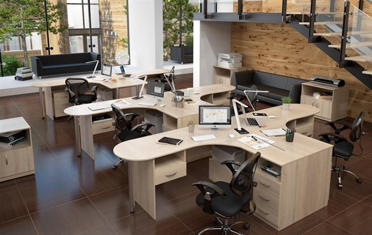 Офисный комплект мебели SIMPLE с эргономичными столами и шкафом в Элисте - изображение 2